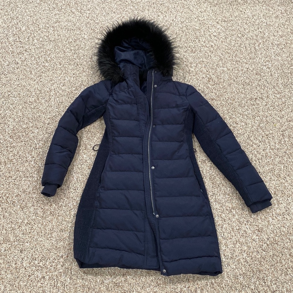 Express navy fur hooded coat